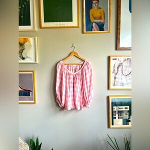 Doen pink gingham blouse